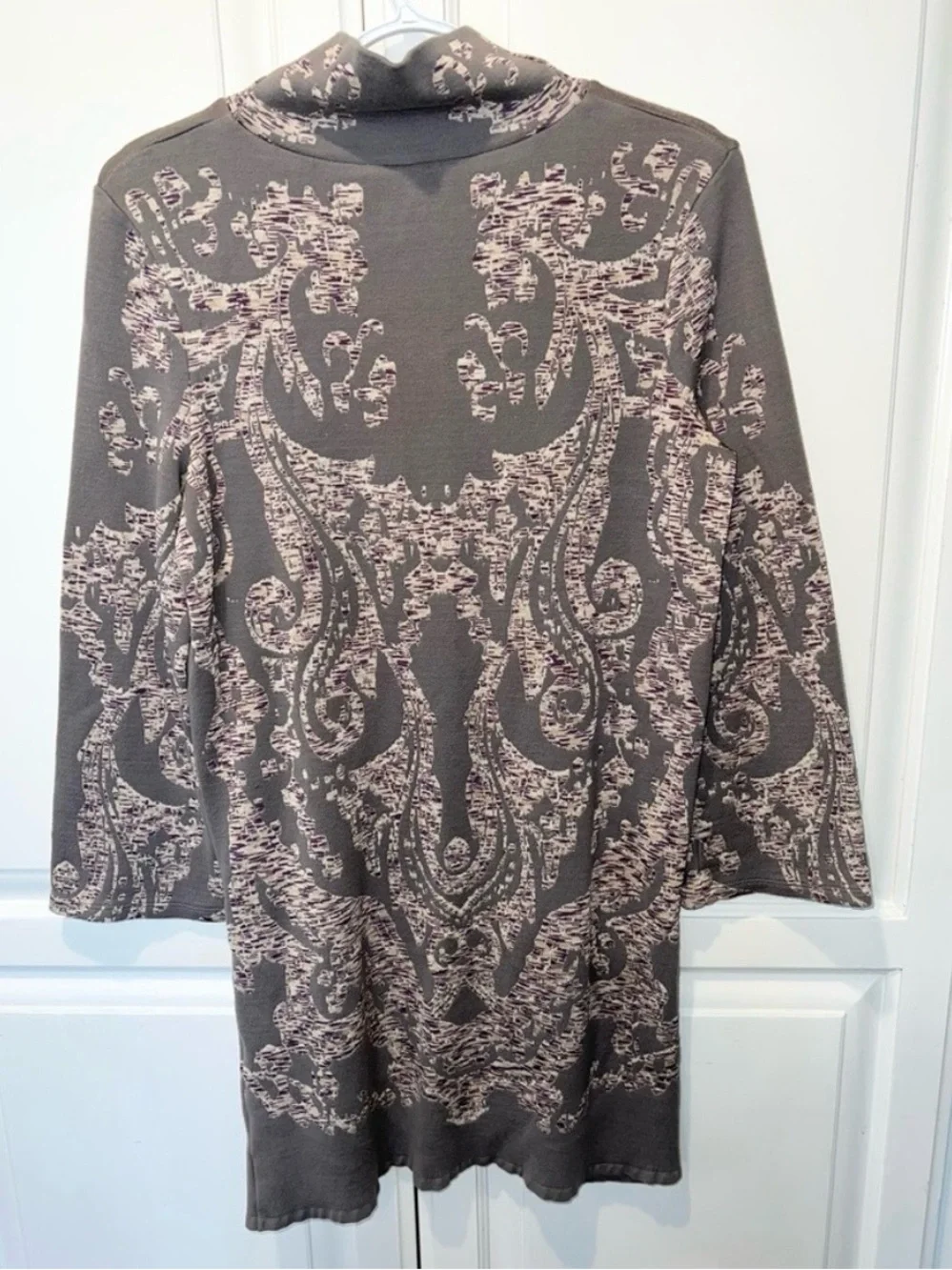 Free People Sweater Dress S Cowl Neck Boho Pocket Knit Tunic Gray Mauve